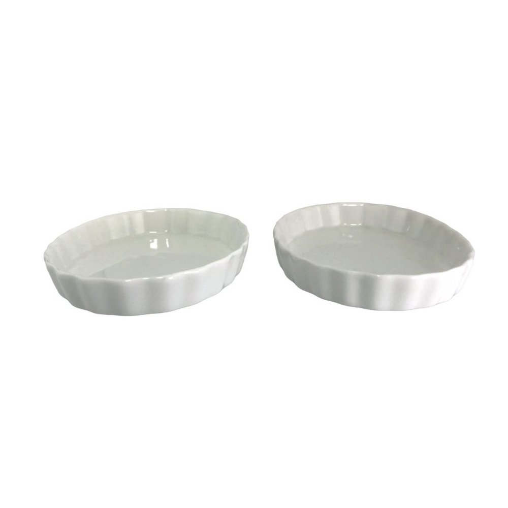 Set 2 BIA Cordon Blue Au Gratin Quiche Dishes Fluted 5"×4.5" Creme Brulee Tart - Picture 2 of 6